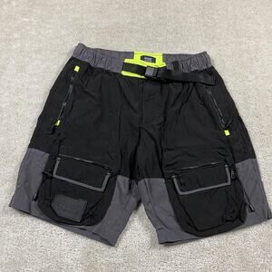 Applique AlphaStyle Shorts Mens M Black Utility Zip Pockets Gorpcore Belted